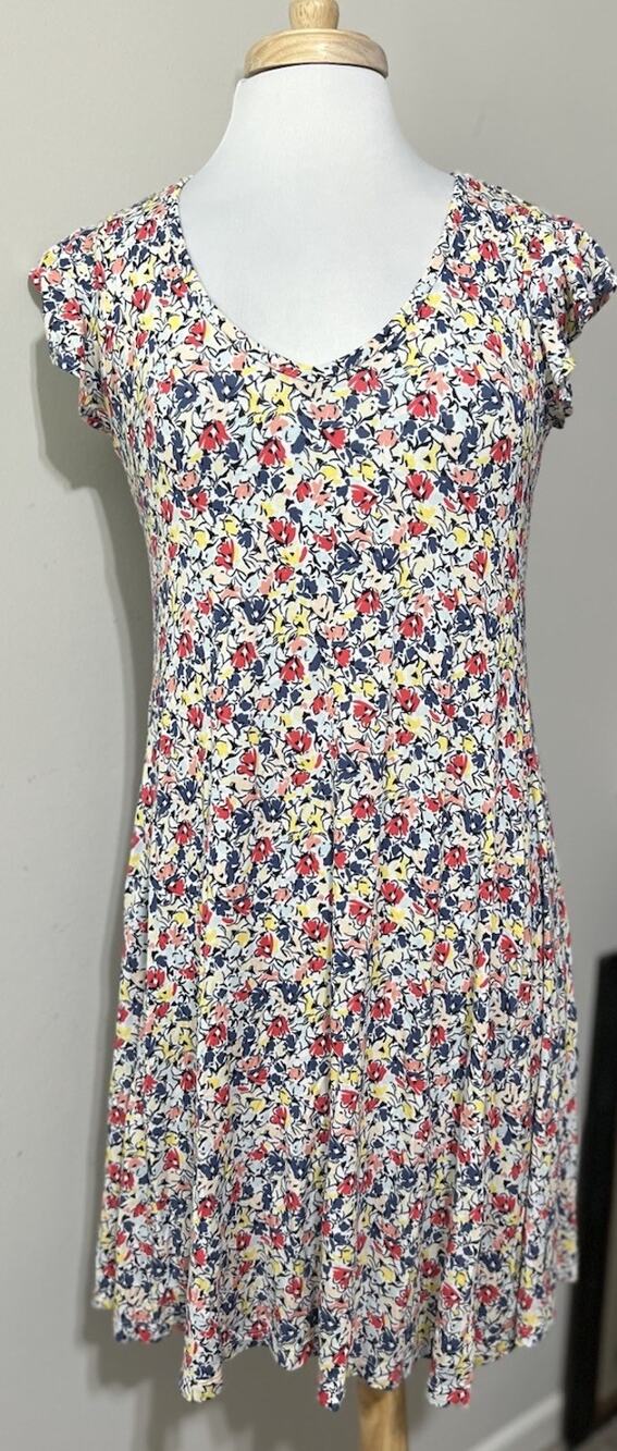 Style & Co Womens Small Ditzy Floral Print Flip Flop Dress Casual Comfy Knit